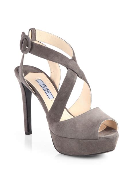 prada crisscross suede platform sandal|Prada sandals for sale.